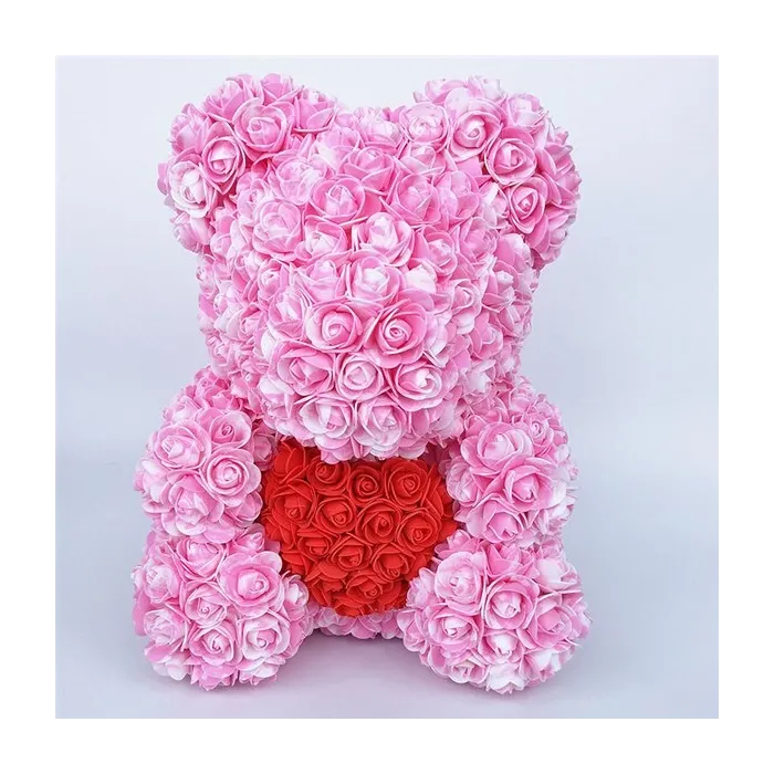 Día de San Valentínoso de rosa - oso hecho de rosas de infinito con un corazón - 25cm - 35cm
