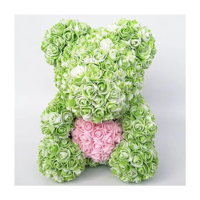 Urso rosa - urso feito de rosas infinitas com um coração - 25cm - 35cm