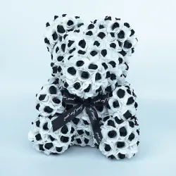 Rose bear - bear made from two-colors infinity roses with a bow - 25 cm - 35 cm