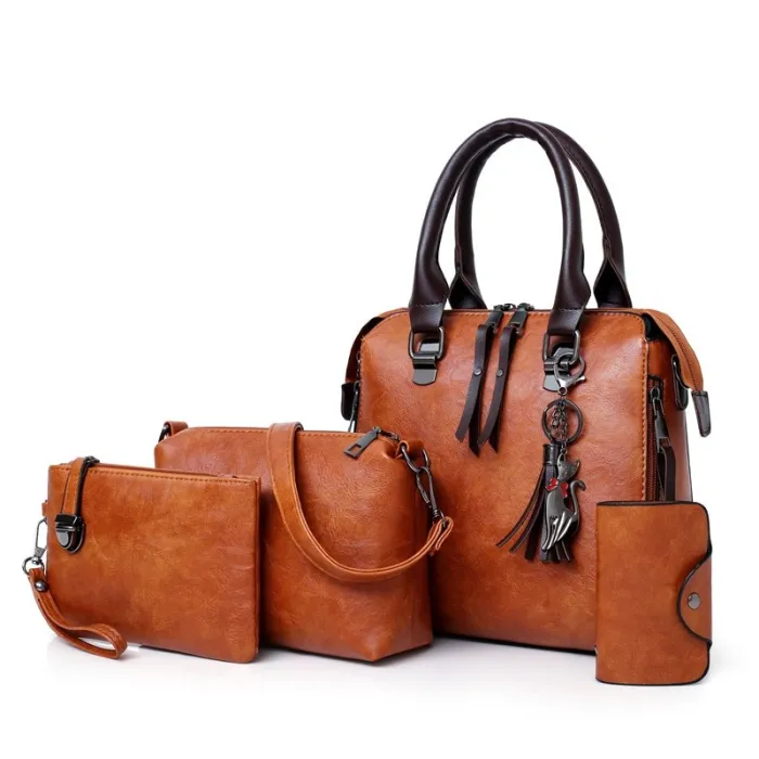 Elegant läder handväska - 4 stycken set