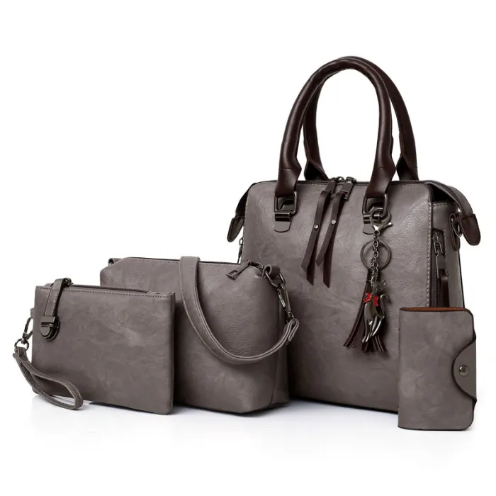 Elegant läder handväska - 4 stycken set