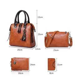 Elegante borsa in pelle - set 4 pezzi