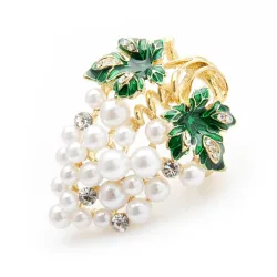 BrochesUvas de cristal con perlas - un elegante broche