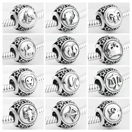 925 argento sterling - 12 costellazione zodiacale - perle per bracciale