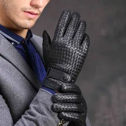 Gants hiver chauds en cuir véritable