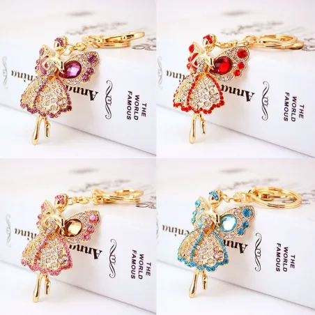 Crystal angel with wings - keyring