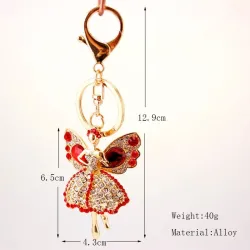 Crystal angel with wings - keyring