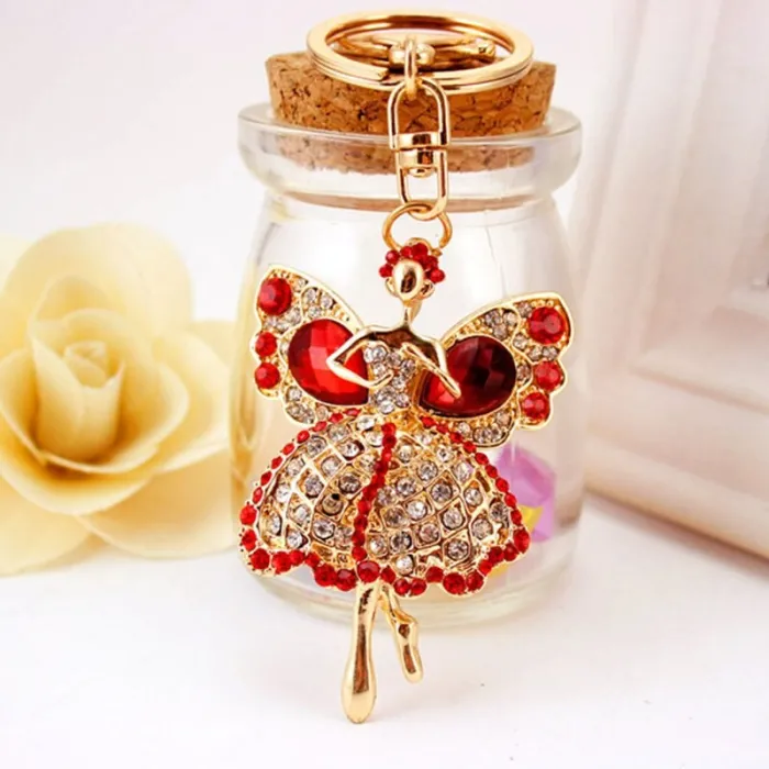 Crystal angel with wings - keyring