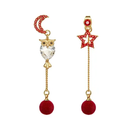 Civetta di cristallo - stella e luna - orecchini lunghi con palle