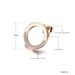Orecchini rotondi in oro rosa e argento con cristalli