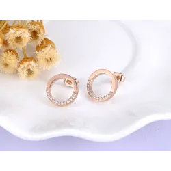 AretesPendientes redondos de oro rosa con cristales