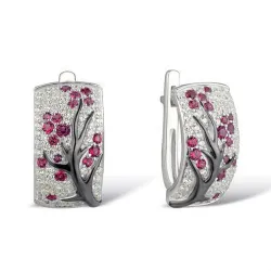 Flores de rosa - brincos de luxo com zircônia cúbico