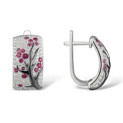 AretesRosa flores - pendientes de lujo con zirconia cúbica