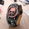 Quartz klocka med skallen - läderrem - unisex