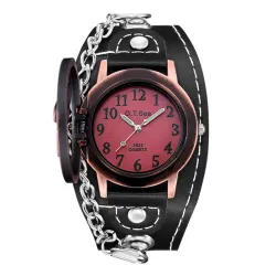 RelojesReloj de cuarzo con cráneo - correa de cuero - unisex