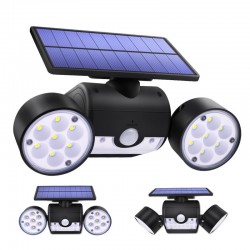 30 LED - doppia testa lampada solare - faretto - sensore di movimento PIR - luce angolare regolabile - impermeabile