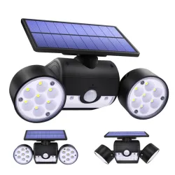 30 LED - dubbel huvud sol lampa - spotlight - PIR rörelse sensor - justerbar vinkel ljus - vattentät