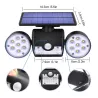 Iluminación solar30 LED - lámpara solar de doble cabeza - reflector - sensor de movimiento PIR - luz de ángulo ajustable - im...