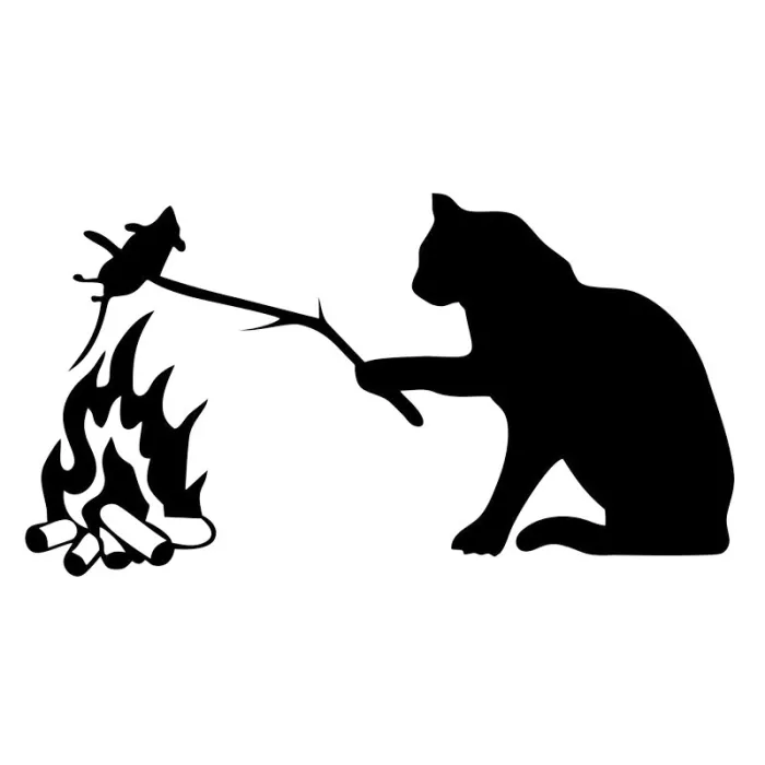 Cat with mouse - 3D vinyl car sticker
