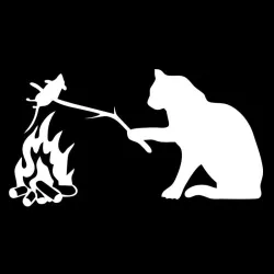 Kat met muis - 3D vinyl autostickerStickers