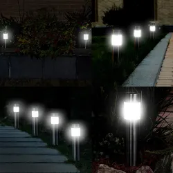 Rostfritt stål LED solar trädgård lampa - vattentät pinne