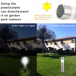 JardínLámpara de jardín solar LED de acero inoxidable - bastón impermeable