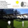 Lâmpada de jardim solar LED de aço inoxidável - vara impermeável