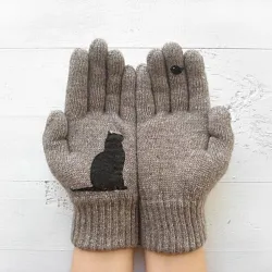 Luvas de caxemira com gatinho
