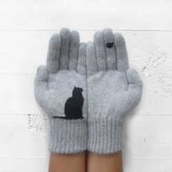 Cashmere handskar med kattunge