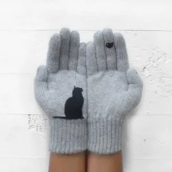 Luvas de caxemira com gatinho