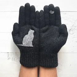 Luvas de caxemira com gatinho