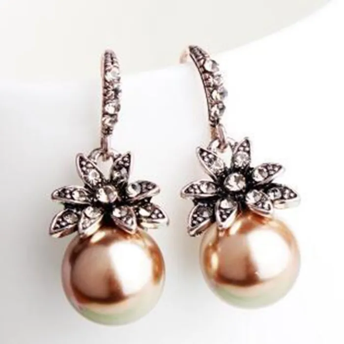 AretesPendientes de lujo vintage con flor de cristal
