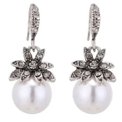 AretesPendientes de lujo vintage con flor de cristal