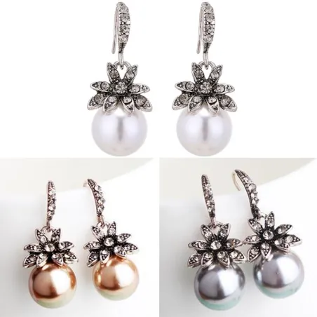 AretesPendientes de lujo vintage con flor de cristal