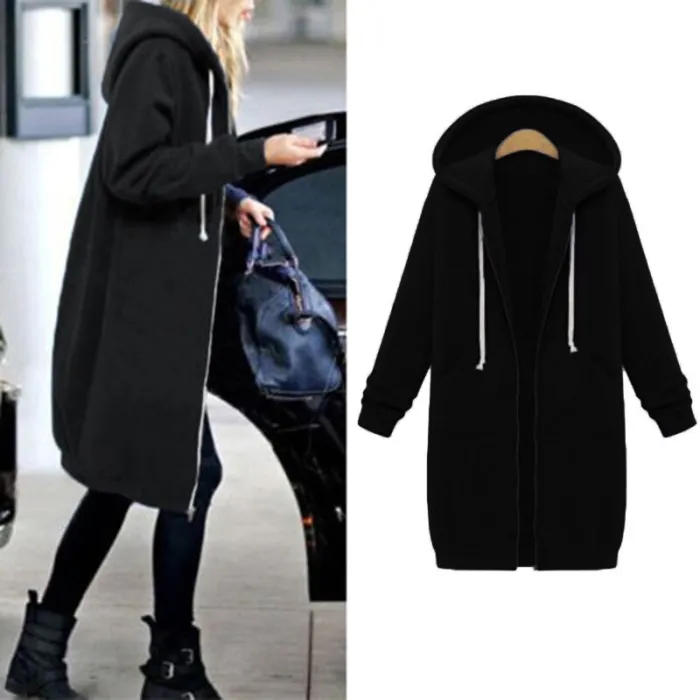 Casual oversized takki - pitkä huima hikipaita zipperillä - plus size