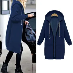 Casual oversized takki - pitkä huima hikipaita zipperillä - plus size