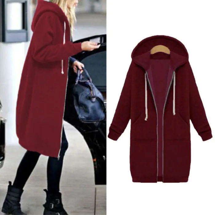 Casual oversized takki - pitkä huima hikipaita zipperillä - plus size