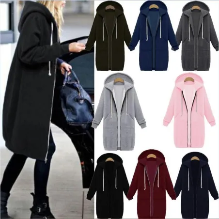 Casual oversized takki - pitkä huima hikipaita zipperillä - plus size