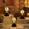 Lanterna de ferro forjado vintage - luz noturna - lâmpada de mesa LED