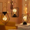 Lanterna de ferro forjado vintage - luz noturna - lâmpada de mesa LED