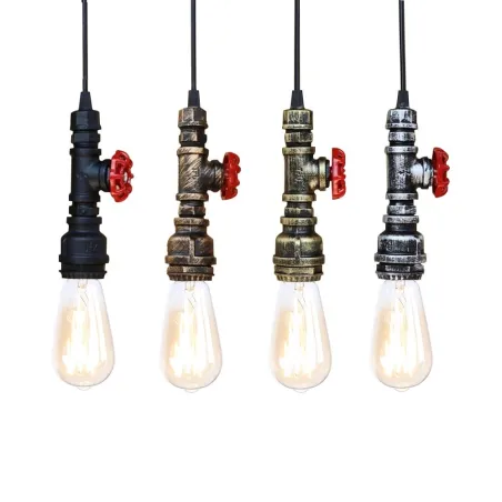 Luces & IluminaciónPipa de agua de hierro industrial - lámpara vintage con cable - E27 LED