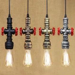 Luces & IluminaciónPipa de agua de hierro industrial - lámpara vintage con cable - E27 LED