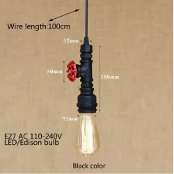 Luces & IluminaciónPipa de agua de hierro industrial - lámpara vintage con cable - E27 LED