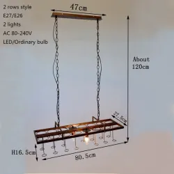 Vintage - hanging bottles holder - iron ceiling lamp - E27 LEDVerlichting
