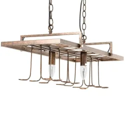 Vintage - hanging bottles holder - iron ceiling lamp - E27 LEDVerlichting