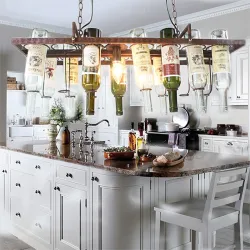 Vintage - hanging bottles holder - iron ceiling lamp - E27 LEDVerlichting