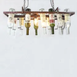 Vintage - hanging bottles holder - iron ceiling lamp - E27 LEDVerlichting