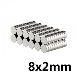 N35N35 8 * 2 mm imán de neodimio - disco fuerte 50 piezas