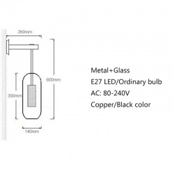 E27 220V - rétro lampe murale en métal industriel