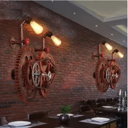 Loft style industrial gear - lampada da parete vintage